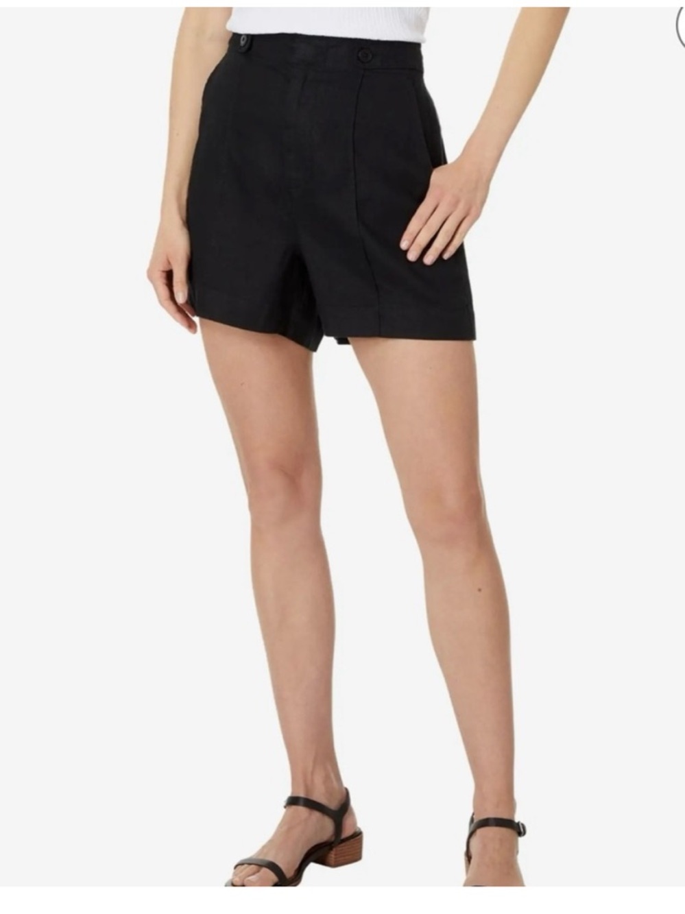 MADEWELL Linen Clean Tab Black Shorts Size 14